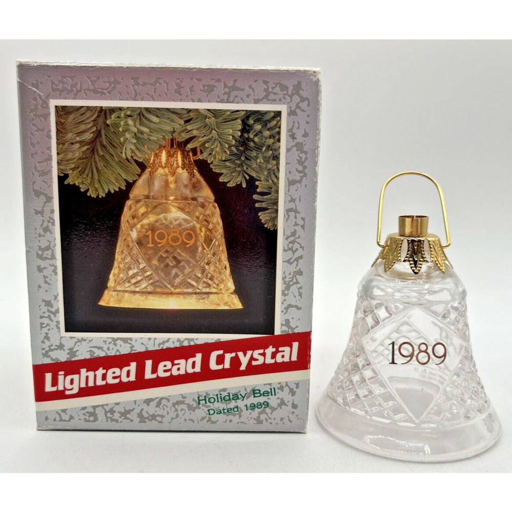 1989 Hallmark Lighted Loead Crystal Holiday Bell Dated 1989 U134